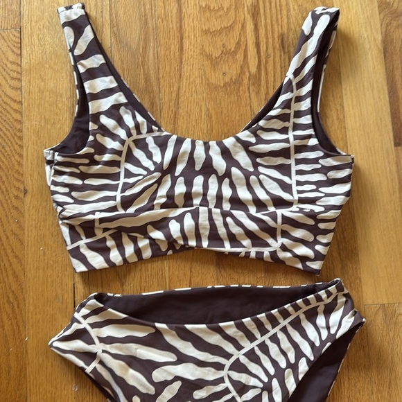 Salted Australia bikini L top and M high waisted Brown White Zebra Bikini Set - Picture 3 of 5
